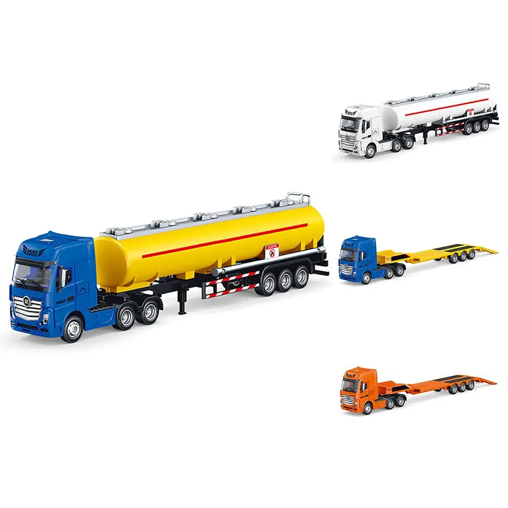 

Huina 1:50 Engineering Vehicle Toys Children Flatbed Trailer Oil Tanker Model Ornaments For Boys Gifts 1730/1733