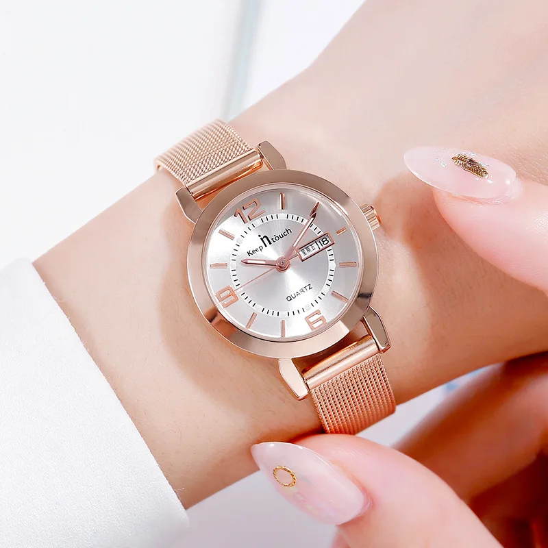 

New Luxury Elegant Ladies Watch Luminous Waterproof Double Calendar Student Fashion Trend Casual Quartz Watch Female Gift