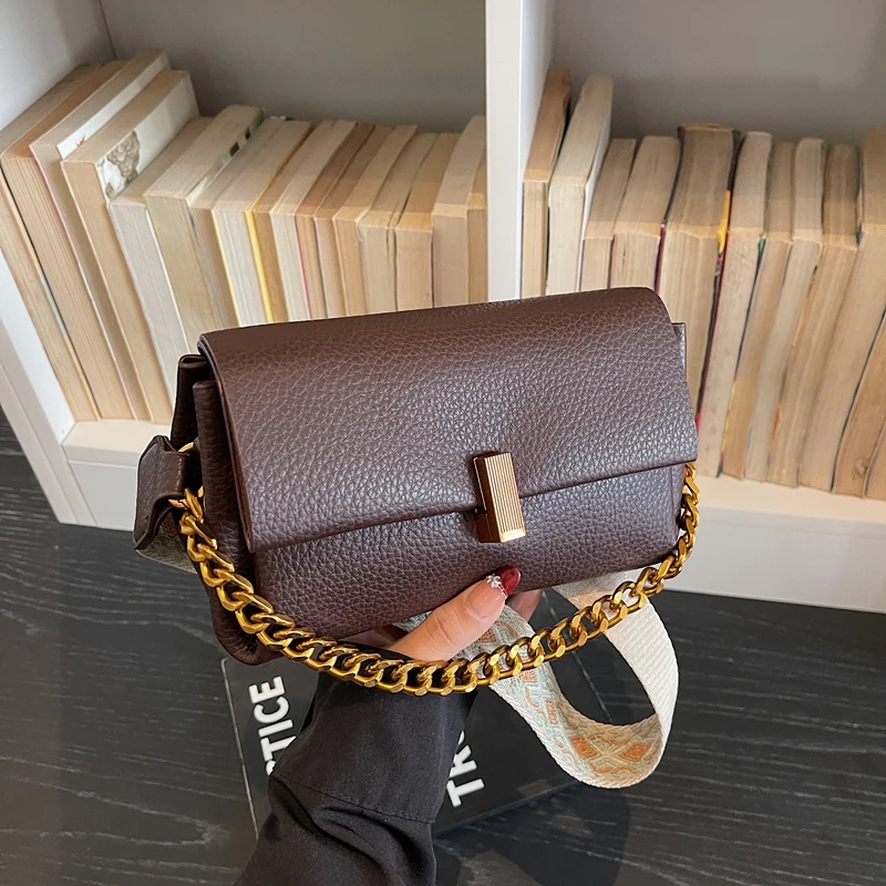 

Adjustable Wide Strap Shoulder Bag For Women Underarm Small Retro Bag Spring Chain Handbag Shopper Purse Fashion Crossbody Bag