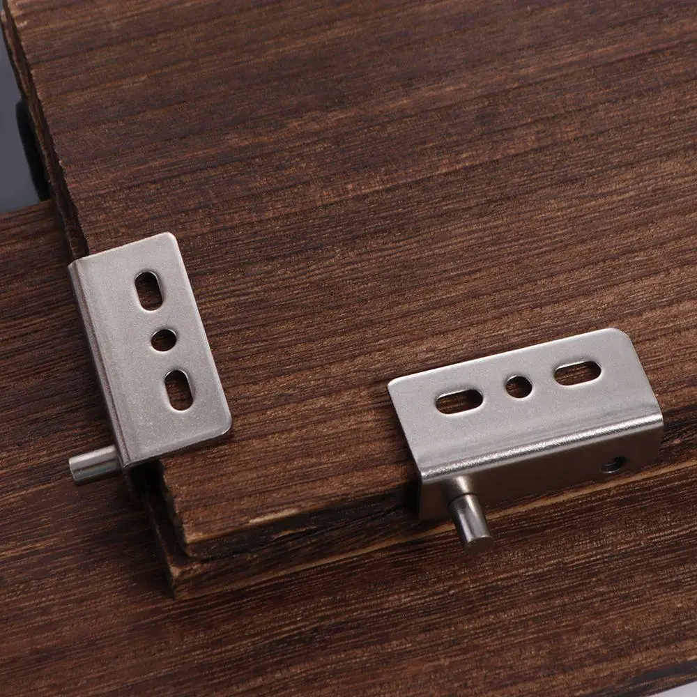 2pcs Multifunction Pivot Hinges Black/Silver With Bushing Concealed Shaft Stainless Steel Heavy Duty Upper Lower Hinge Clips