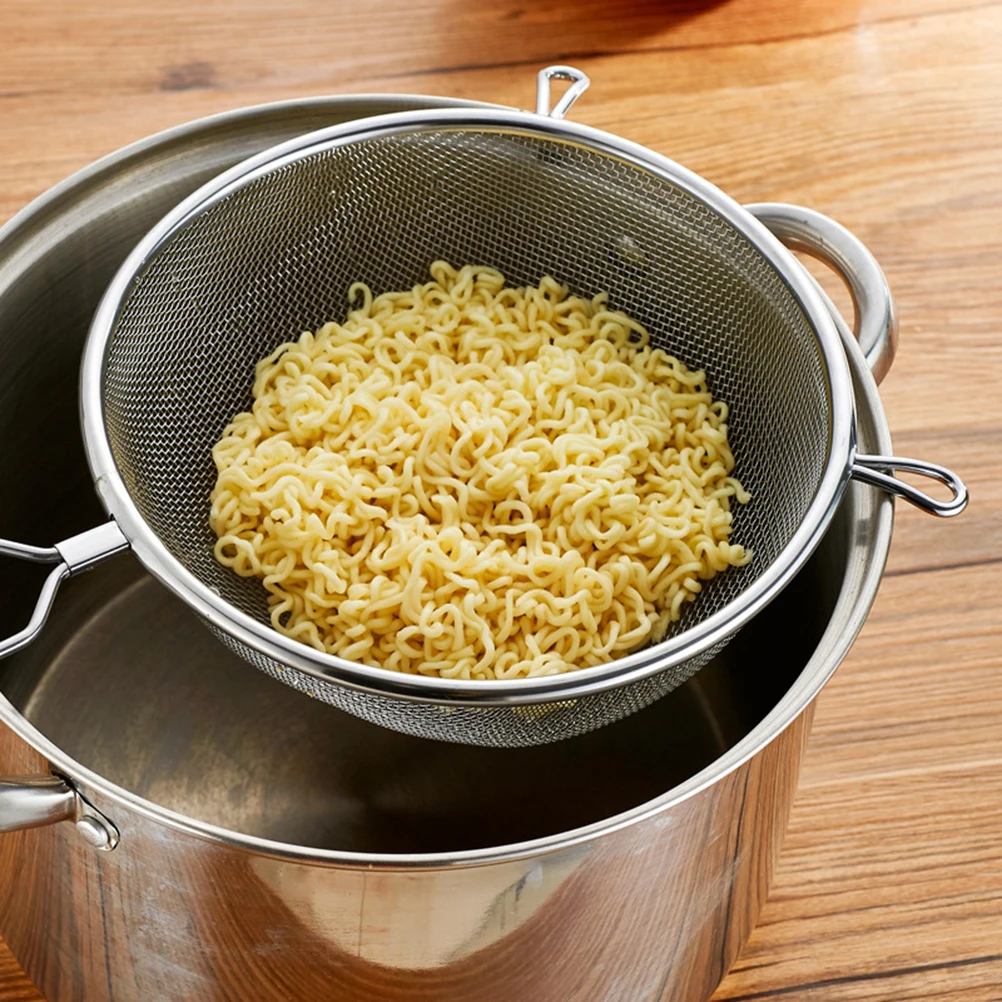 

10-дюймовый двухслойный сетчатый фильтр из нержавеющей стали, ловушка с длинной ручкой и прорезями для фильтрации масла, слива лапши