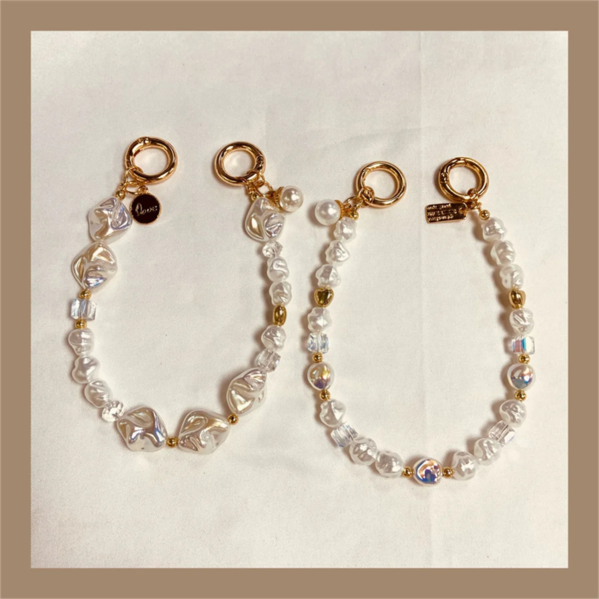 

Pearl Crystal Beaded Bracelet, Phone Case, Keychain Lanyard, Luggage Pendant Chain