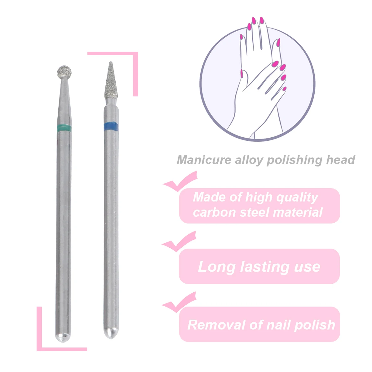 

1Set Tungsten Nail Drill Bits Set Stainless Steel Manicure Tool Kit for Natural Artificial Nails Home Salon Use Silver