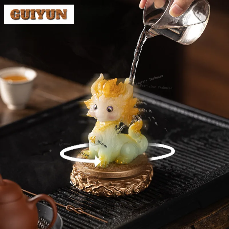 Resin Color-changing Rotating Little Dragon Horse Tea Pet Aesthetic Tea Sculpture Tea Figurine Play Toys Tea Statue Ornaments