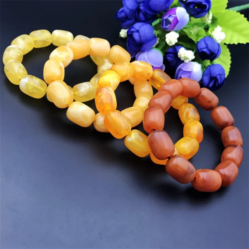 Wax Bracelet White Honey Bracelet for Men and Women Chicken Oil Yellow Amber Beeswax Bracelet White Honey Bracelet Beads Bangle