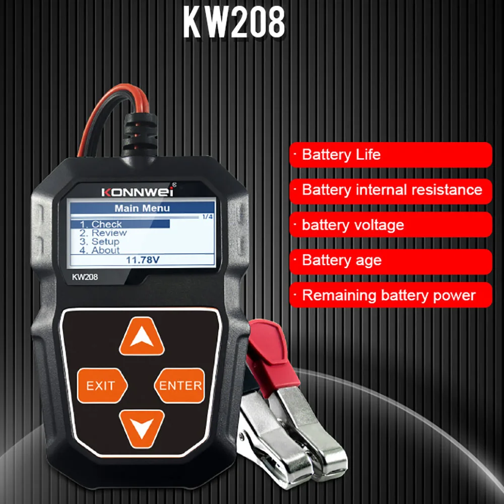 Car Battery Tester KONNWEI KW208 12V Car Battery Analyzer Cranking Test Support Multiple Languages