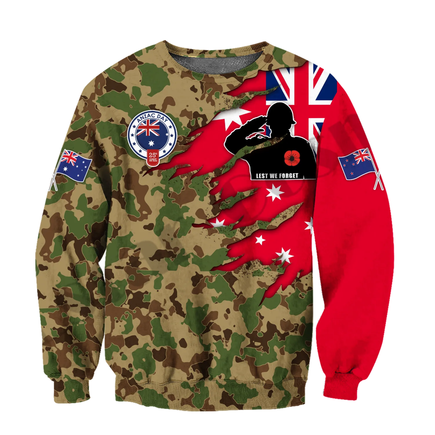 PLstar Cosmos 3Dprint Newest Australia Flag Camo Army Art Harajuku Streetwear Causal Unique Unisex Hoodies/Sweatshirt/Zip A-3