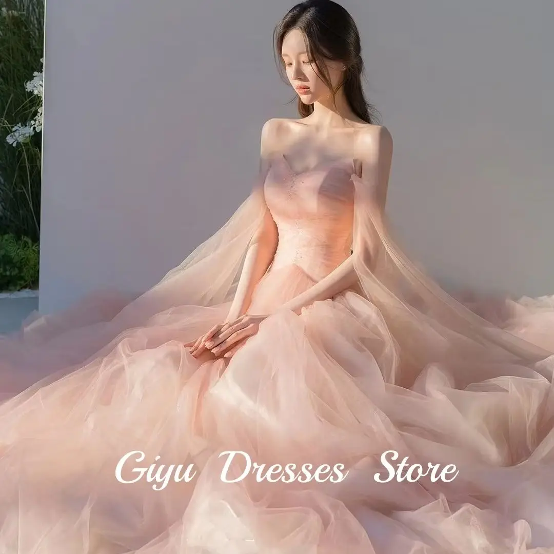 

Giyu Princess Blush Pink Korea Wedding Dresses Draped Tulle Sweetheart Photoshoot Off Shoulder Bridal Dress Customised 2025