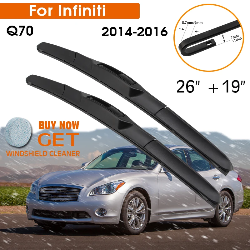 

Car Wiper Blade For Infiniti Q70 2014-2016 Windshield Rubber Silicon Refill Front Window Wiper 26"+19" LHD RHD Auto Accessories