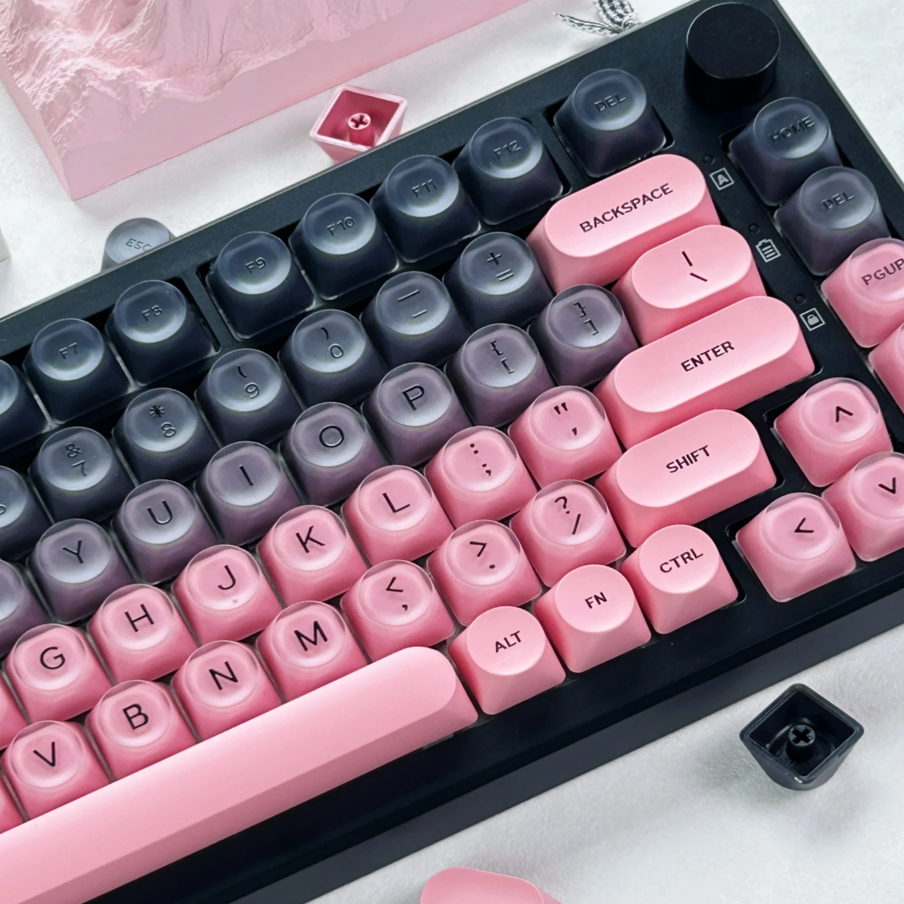 MAIMOOO Blackberry Liquid Foundation Keycap HOA Profile PBT+PC Gradient Matte Jelly Keycaps for MX Switch Mechanical Keyboard