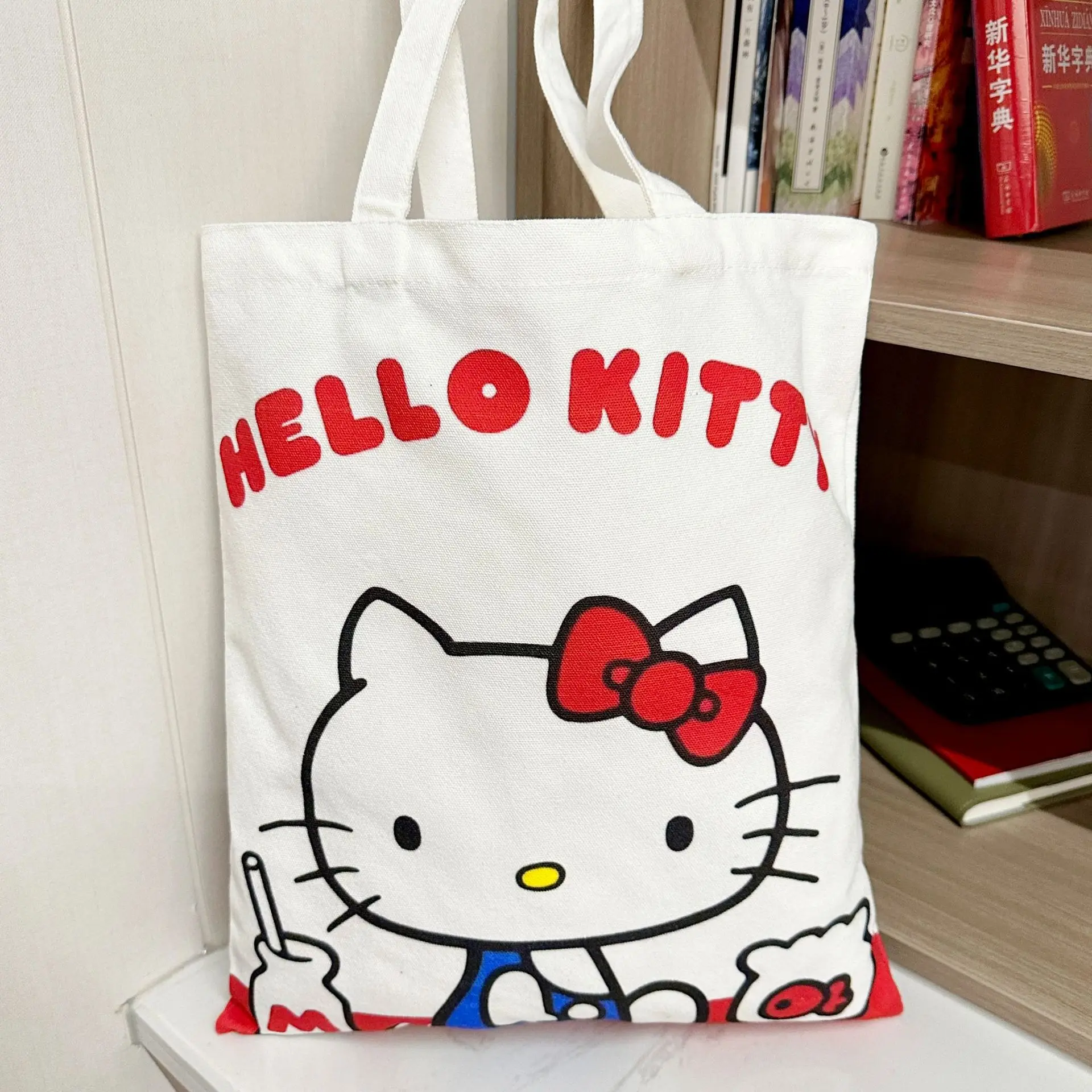 

Sanrio New Hello Kitty Canvas Bag Kawaii Women's Handbag Student Large Capacity Japanese Seriess Houlder Bag Tote Book Bag