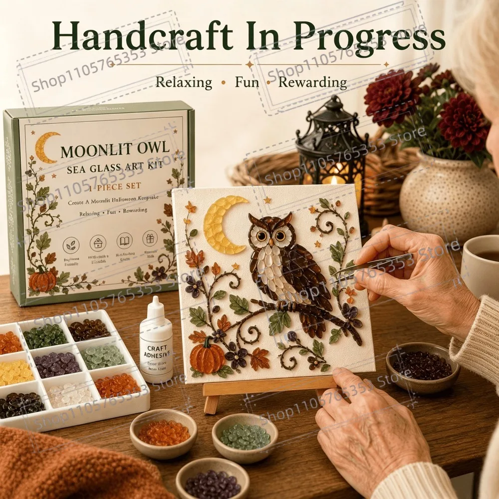 DIY Halloween Sea Glass Art Kit DIY Create Beautiful Halloween-Inspired Artwork with Colorful Glass Pieces Home Decor