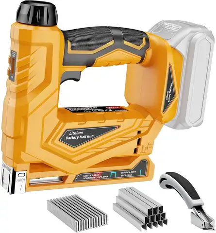 2-in-1 Cordless 18GA Brad Nailer and T50 Crown Stapler, Battery Powered Nail Gun Compatible with 20V Battery (Tool Only), Includes 1000 Staples and 1000 Nails for Woodworking and DIY Projects