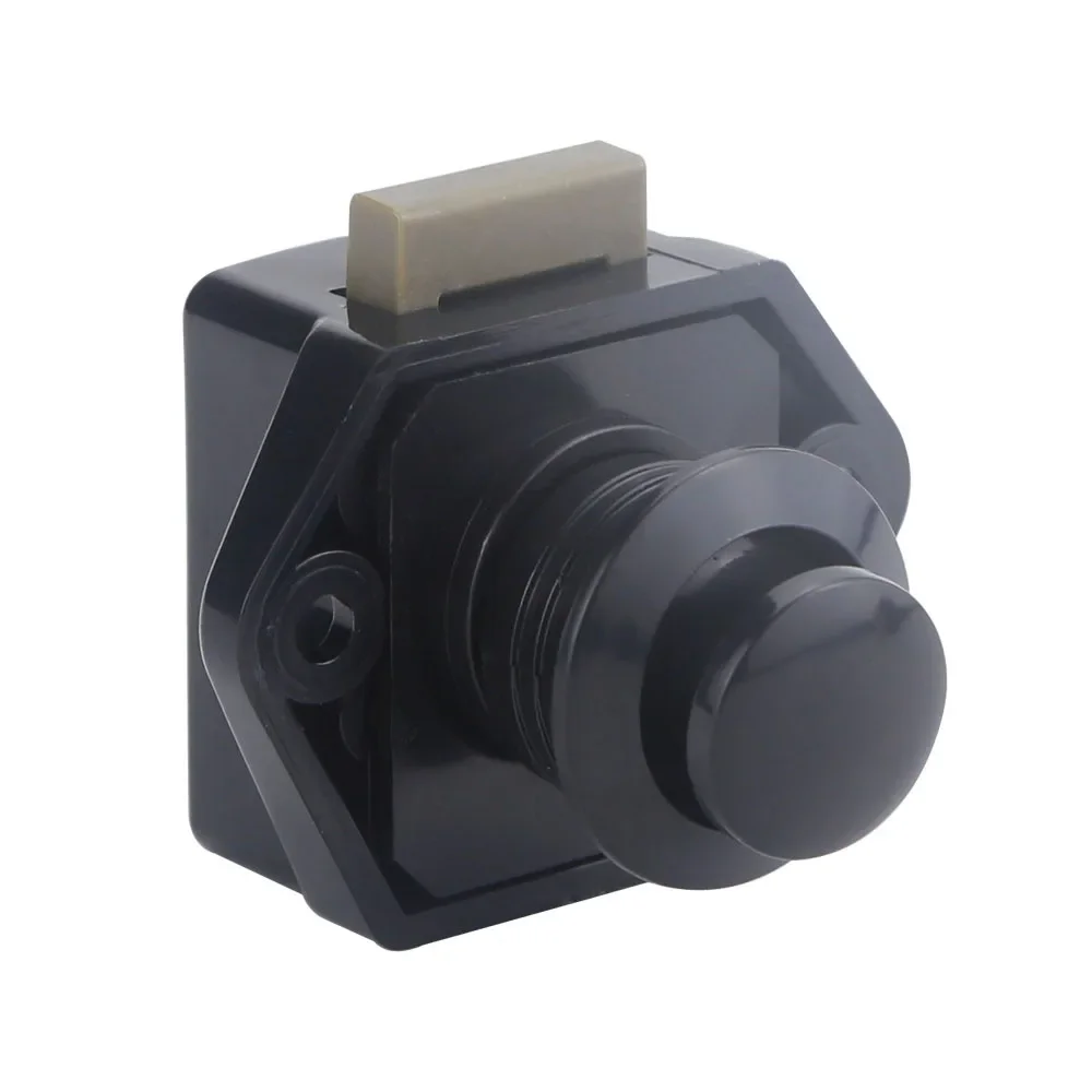5pcs Camper Car Push Button Lock Black Kitchen Cabinet Knobs Keyless Drawer Lock Latch 20mm Cut Hole Furniture Lock Hardware