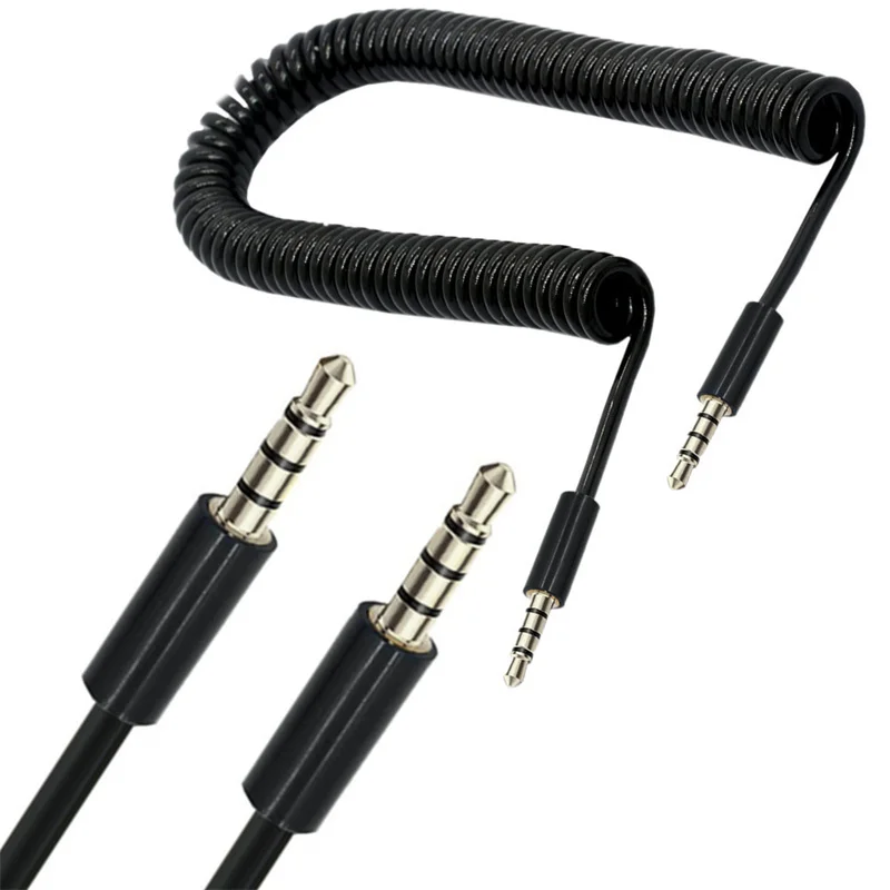 1m 3m 3.5mm Male To Male  Jack 4 Pole Male to Female Extension Aux Audio Spring Spiral Coiled Cable