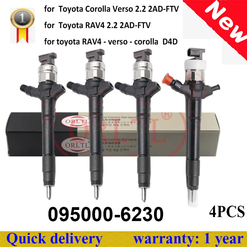 095000-6230 095000 6230 0950006230 for Toyota RAV4 -verso - corolla D4D Diesel Fuel Injector 4pcs/lot