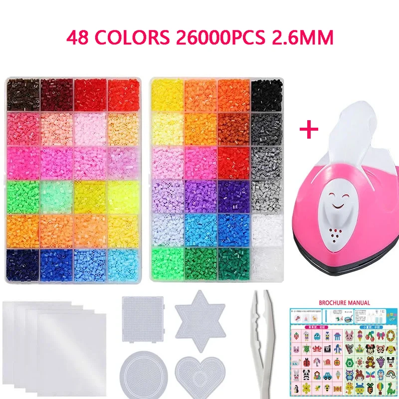 

2.6mm Perler Hama beads Set 3D Puzzle Iron Beads Toy Kids Creative Handmade Craft DIY Gift fuse beads Have large pegboard