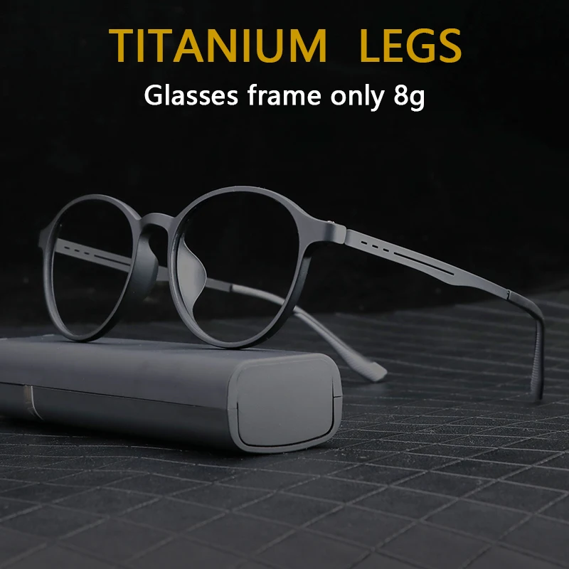 TR90 Titan Brille Rahmen Photochrome Myopie Gläser Männer Retro Runde Brillen Für Frauen Rezept Kurzsichtig Brillen – Detail 2