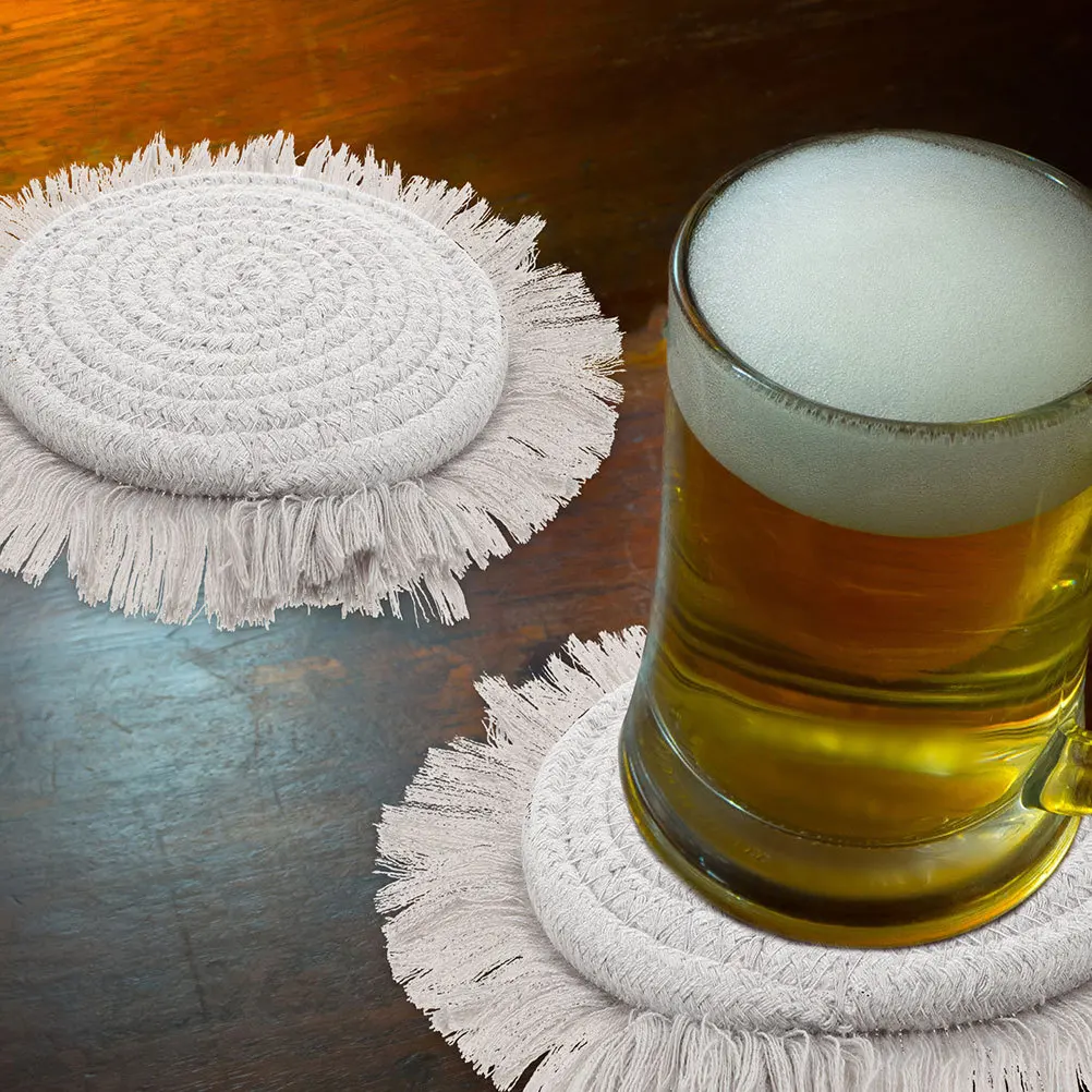 2 قطعة المفارش القطن المنسوجة الحرارة معزول كوستر مجموعة للأكواب الأواني مكافحة تحرق حماية الجدول تصميم تحديد الموقع المستديرة