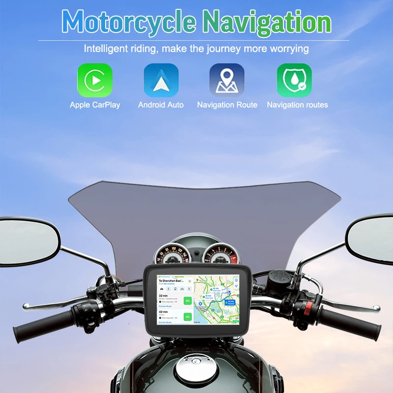 5 Inch Navigation Motorcycle Wireless Apple Carplay Android Auto gps para moto Navigator for Motorcycle IP7 Waterproof Screen