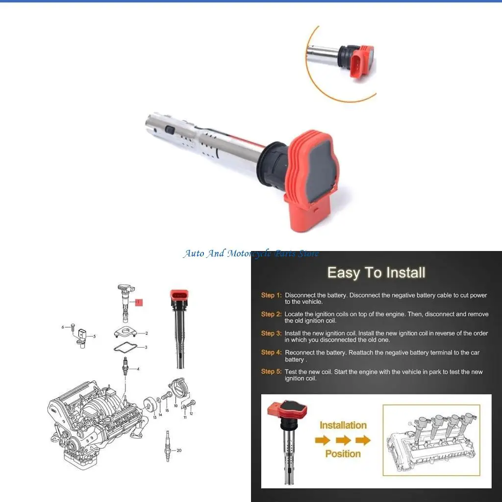 

P9FD Прочная свеча зажигания катушки зажигания автомобиля, подходящая для B6 06E905115E 07K905715D 07K905715F