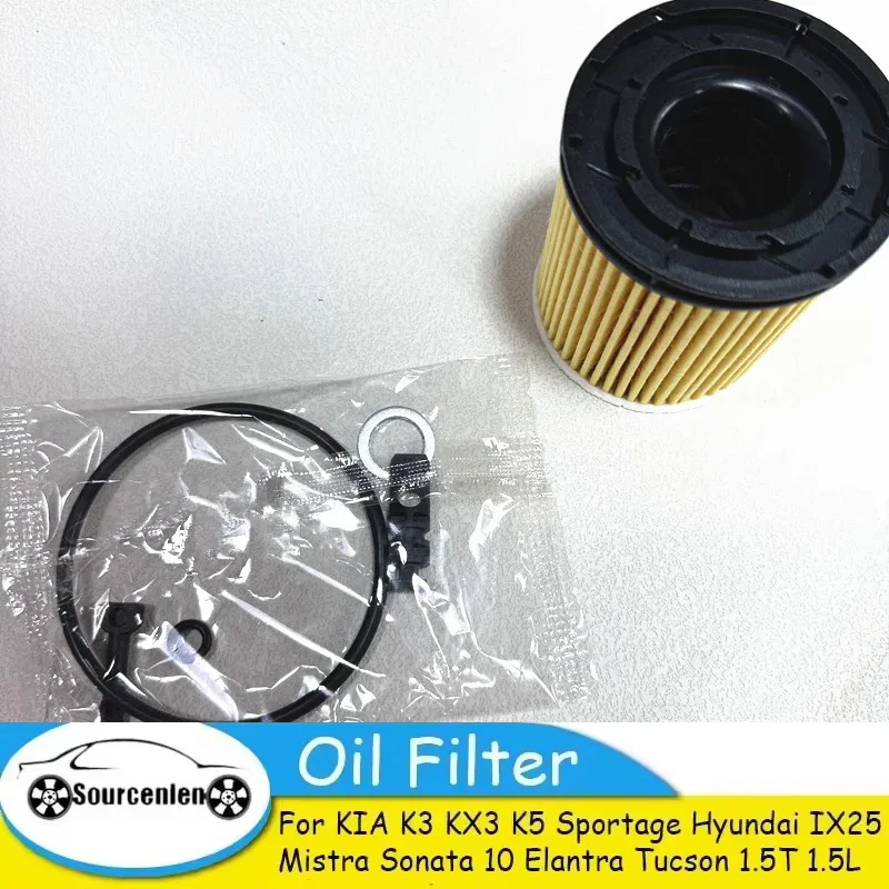 

Автомобильный масляный фильтр, подходит для KIA K3 KX3 K5 Sportage Hyundai IX25 Mistra Sonata 10 Elantra Tucson 1,5 T 1.5L 26320-2M000 263202M000
