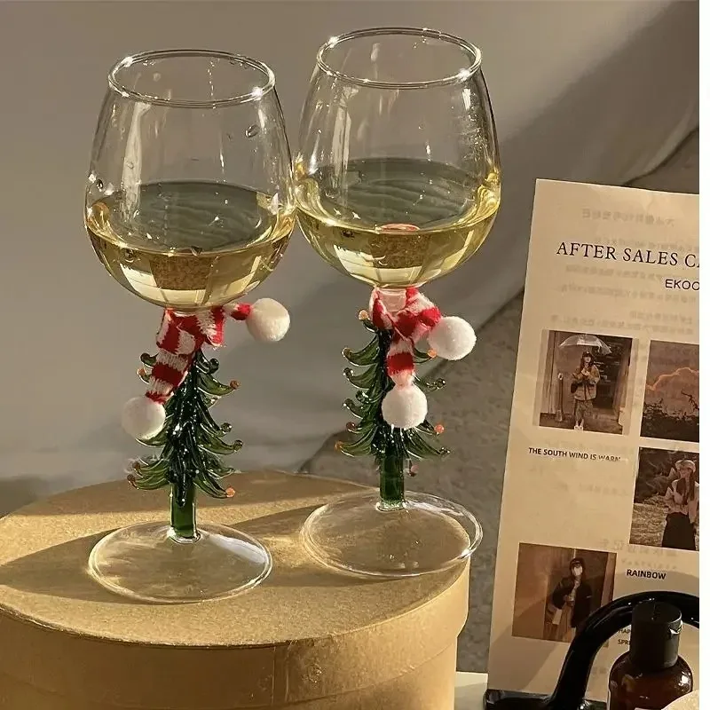 Advanced Atmosphere Christmas Wine Glass Colored Glass Wine Glasses Christmas Tree Decoration Goblet Christmas Gift Gifts