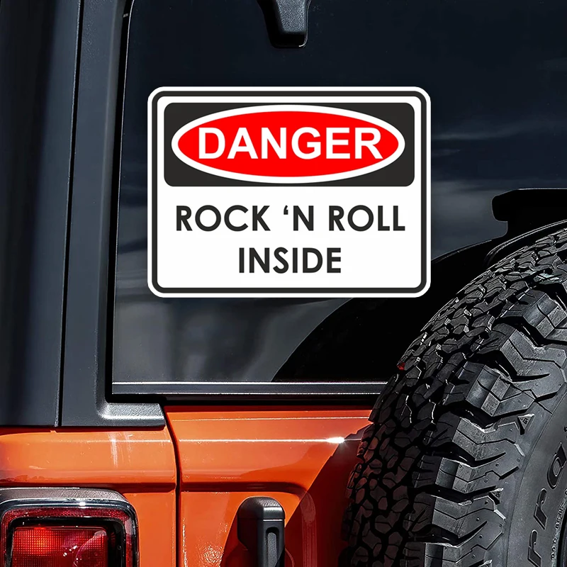 CK21194# Rock n Roll inside Danger Warning Sticker for Car Truck Van Book Fridge Guitar Motorcycle Helmet ToolBox Door PC Boat 2