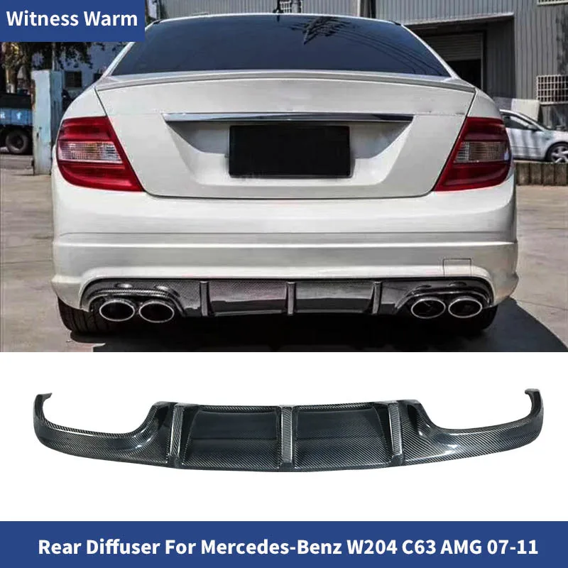 for W204 C204 Carbon Fiber Rear Diffuser Lip for Mercedes Benz W204 C63 Amg 2007 - 2011 Rear Bumper Diffuser