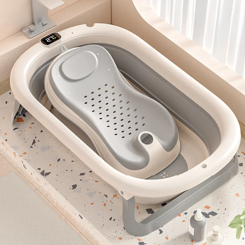 

Детская ванночка - складная ванна с датчиком температуры - подходит для новорожденных, чтобы сидеть или лежать в ванне - детская ванночка