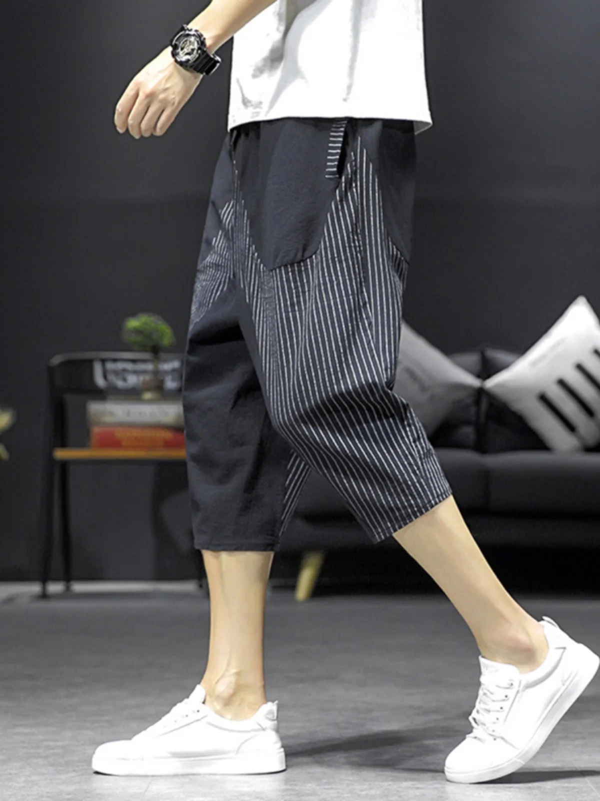 

Мужские повседневные брюки Cleanfit в полоску, летние тонкие, сшитые из разных материалов, рабочие, прямые, спортивные, свободного кроя, в стиле «гармоника»