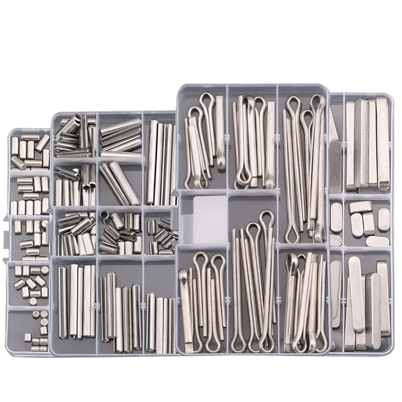 M1 - M12 304 Stainless Steel Split Cotter / Spring Elastic / Cylindrical / Flat Keyway / R-Type Pin Assortment Kit Set
