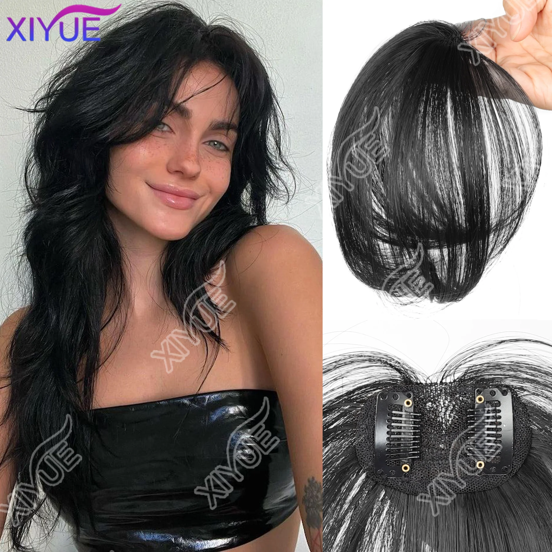 XIYUE Synthetic Bangs Hair Clip-In Extension Front Fringes Hair pieces Air Bangs Fiber Hair Accessorie Invisible Natural
