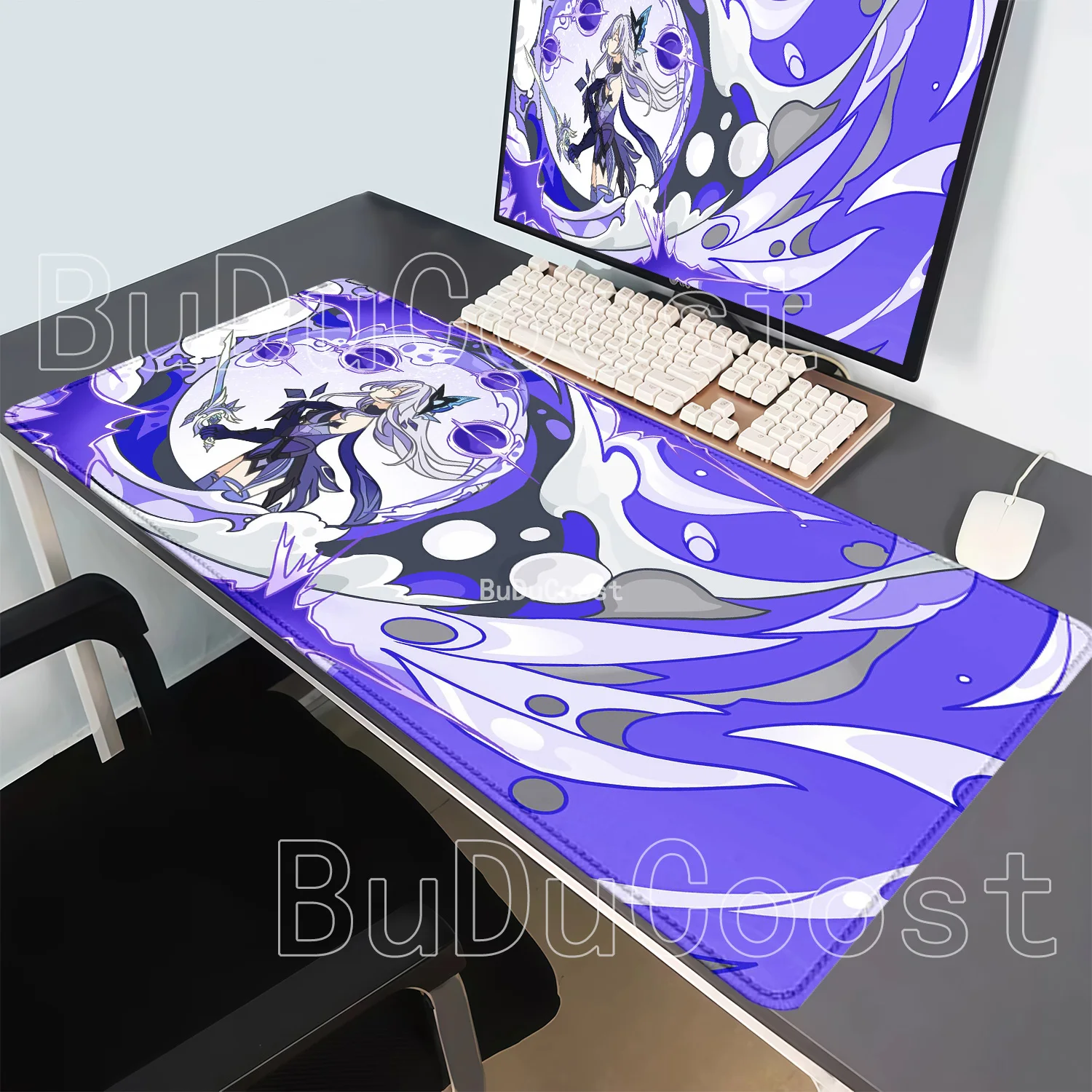Genshin Impact Gaming Columbina XXL Overlock Large Mouse Pad Non-slip Base Keyboard Anime Esports Desk Mat HD Printing Mousepad view 3