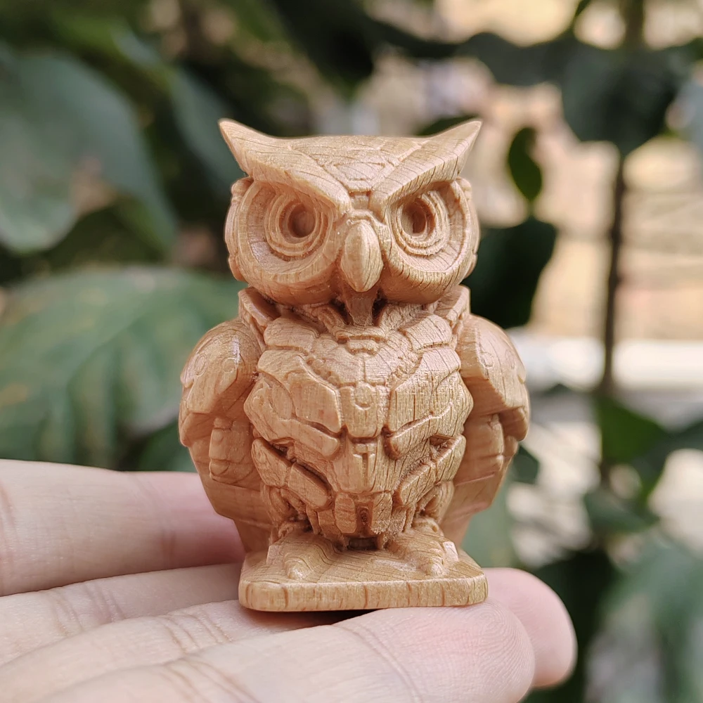 Wooden Carved Owl Figurine Ornament, Mixed Style, Suitable for Holiday Decorations, Christmas Gifts, Housewarming Gifts, Fireplace, Office, Back-To-School Season Gifts, Study Room