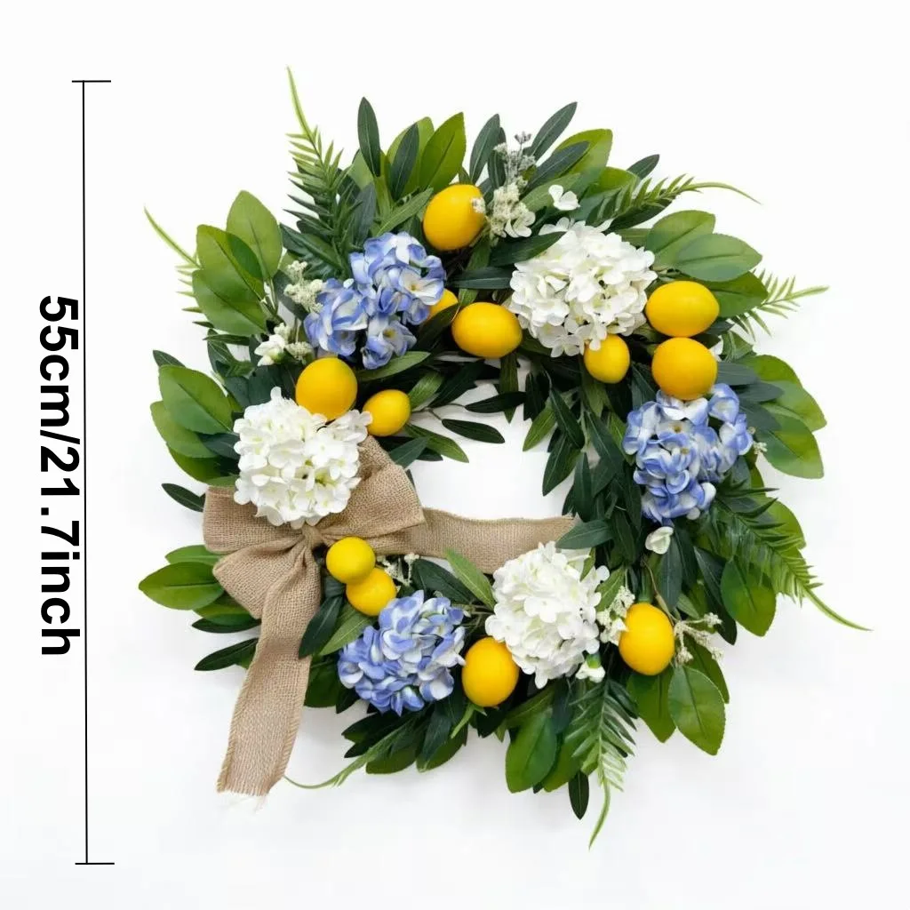 Cross-border Amazon summer artificial lemon hydrangea wreath home decoration artificial wreath artificial wreath decoration