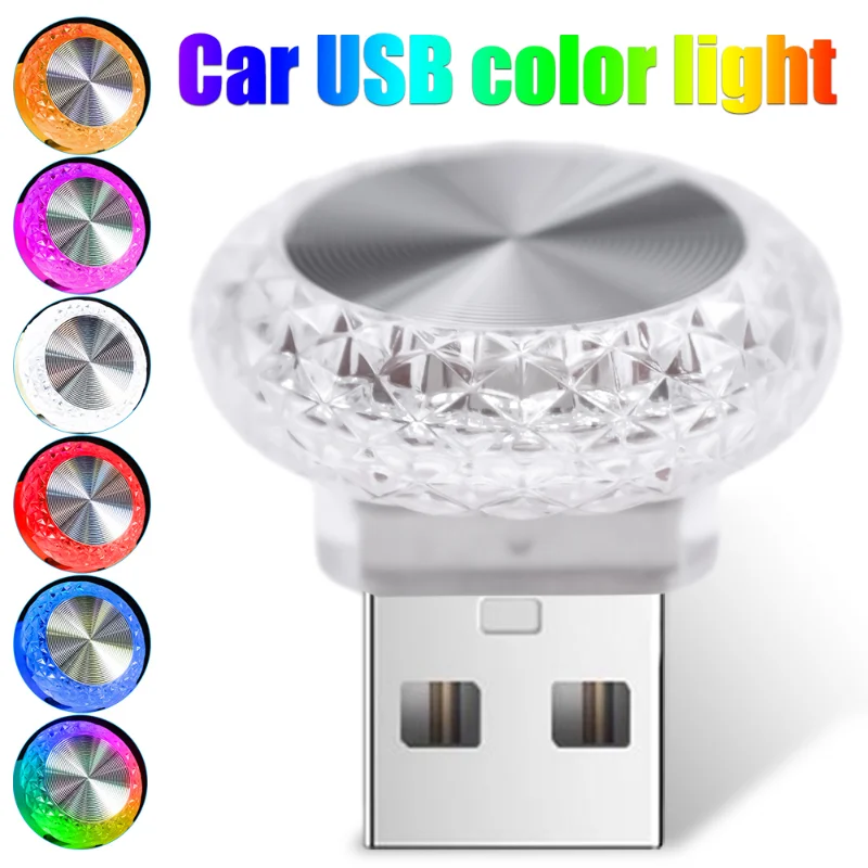 Car Lights Mini USB LED Night Atmosphere Lights Auto Ambient Lighting Mini Colorful Lamps Decorative Lamps Interior Accessories