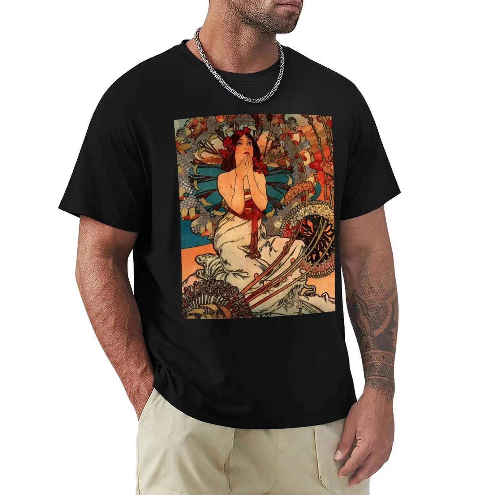 

Monaco Monte Carlo by Alphonse Mucha T-Shirt custom shirt summer top heavyweight t shirts for men