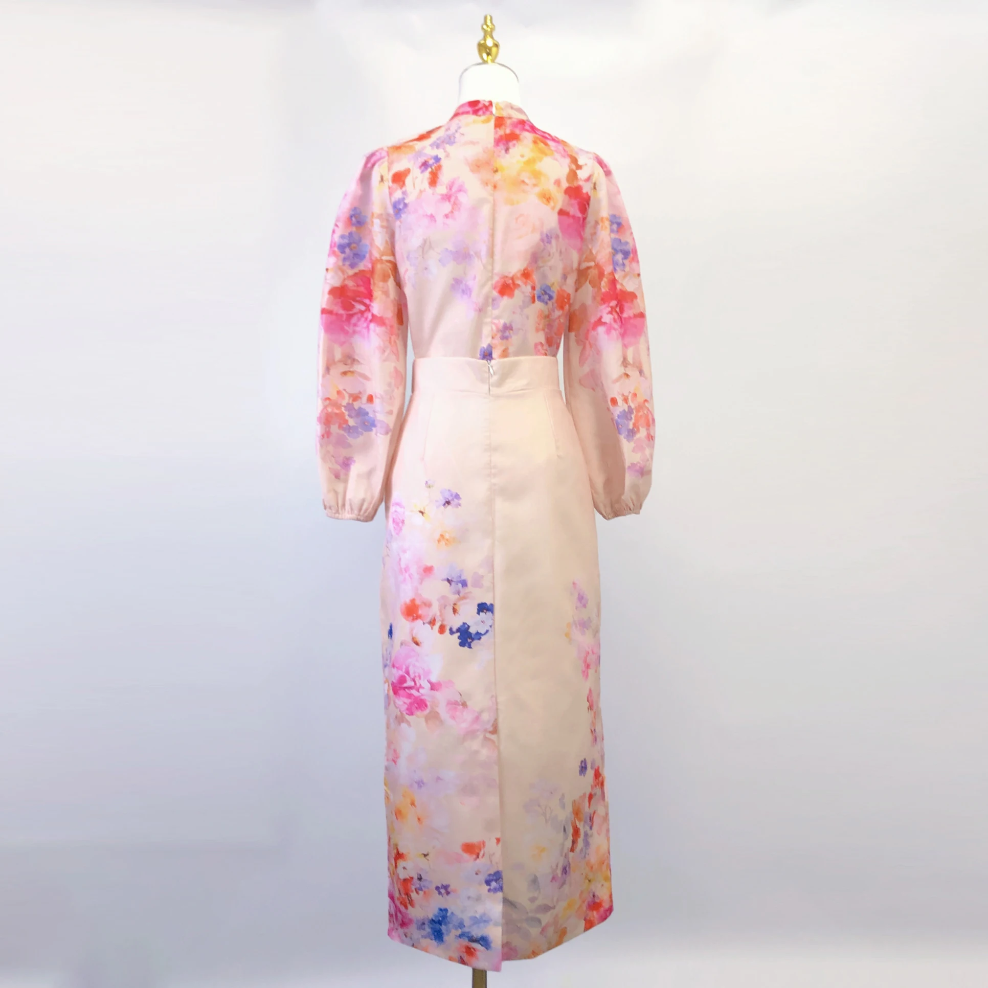 

Australian Design INS Print Button irt High Waist Long Skirt Set Ele Faionable Women's Clothing Long Sve Autumn Wear