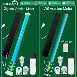 LifeLibero Tuya WiFi ZigBee Battery Smart Curtains Roller Blinds Shade Tube Motor For37 38mm Remote Control Support Alexa Google