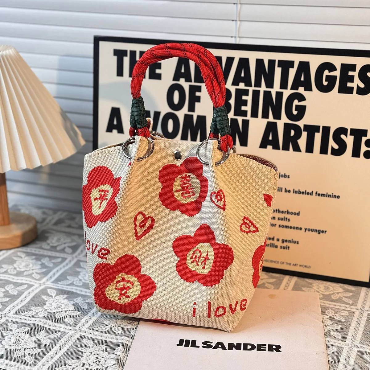 Chinese Blessing Phrases Printed on a High-Quality, Eco-Friendly, Chinese-Style Gift Bag; Multifunctional Large-Capacity Tote Bag Suitable for Gifting to Family, Friends, Classmates; Can Be Used for Holidays, Shopping, Fashion Accessories, Daily Casual Use, Carrying Miscellaneous Items, Women's Handbag
