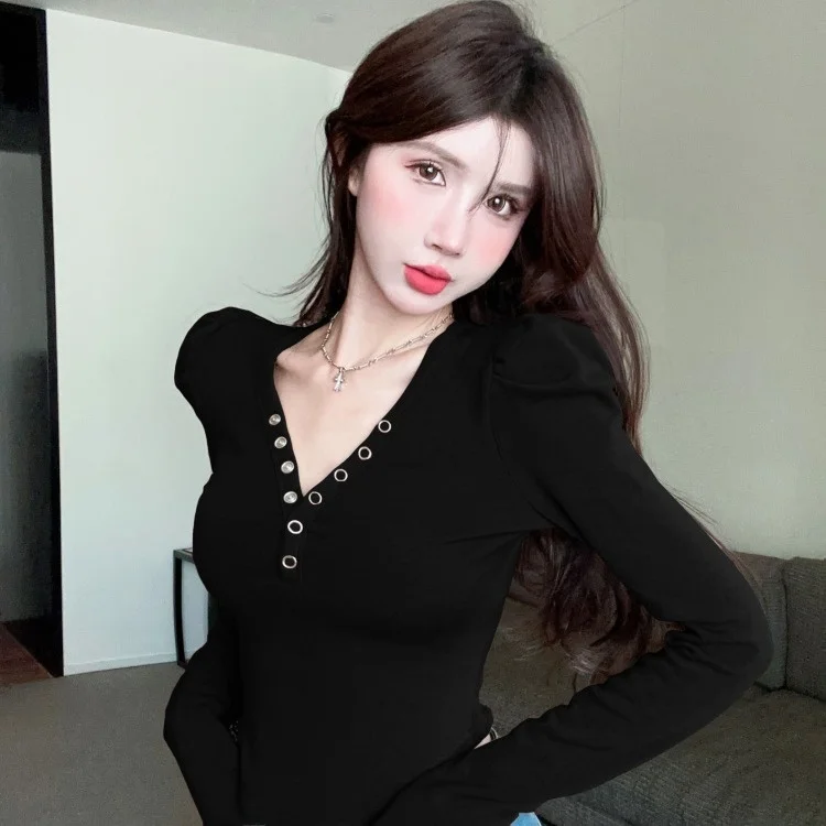 Efeito de emagrecimento fino fce v-ne bolha sve base irt feminino faion casual sle inverno longo sve ort comprimento