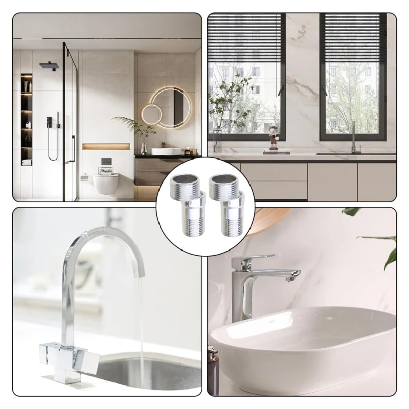 

2Pcs Stainless Steels Shower Tap Adapter Shower Arm Extension Curved Feet 360 Degree Adjustable Angled Bents Base 37JD