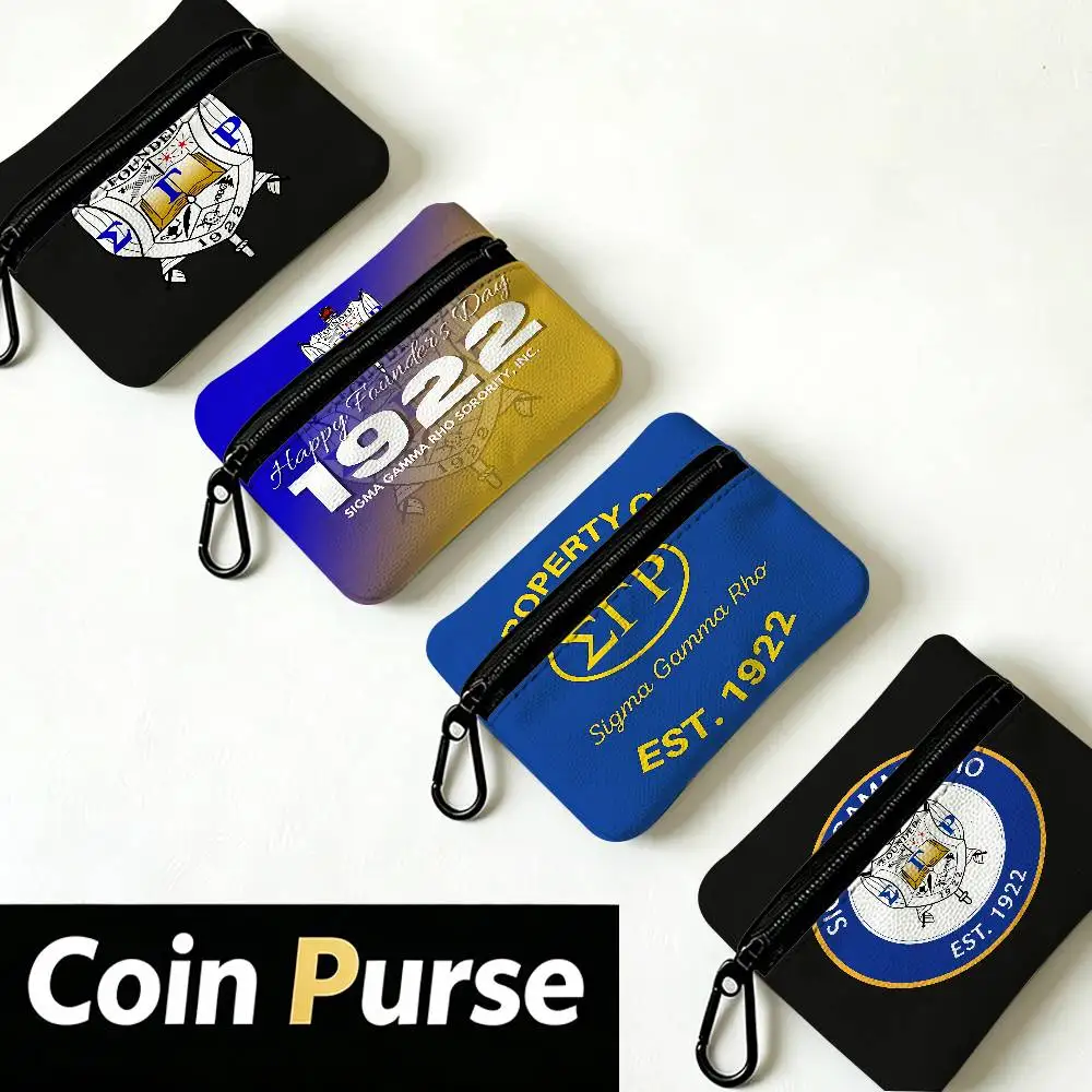 Sigma Gamma Rho LOGO Oxford Fabric Mini Coin Wallet Smooth Zipper Hanging Design Multi-use Small Storage Bag For Travel