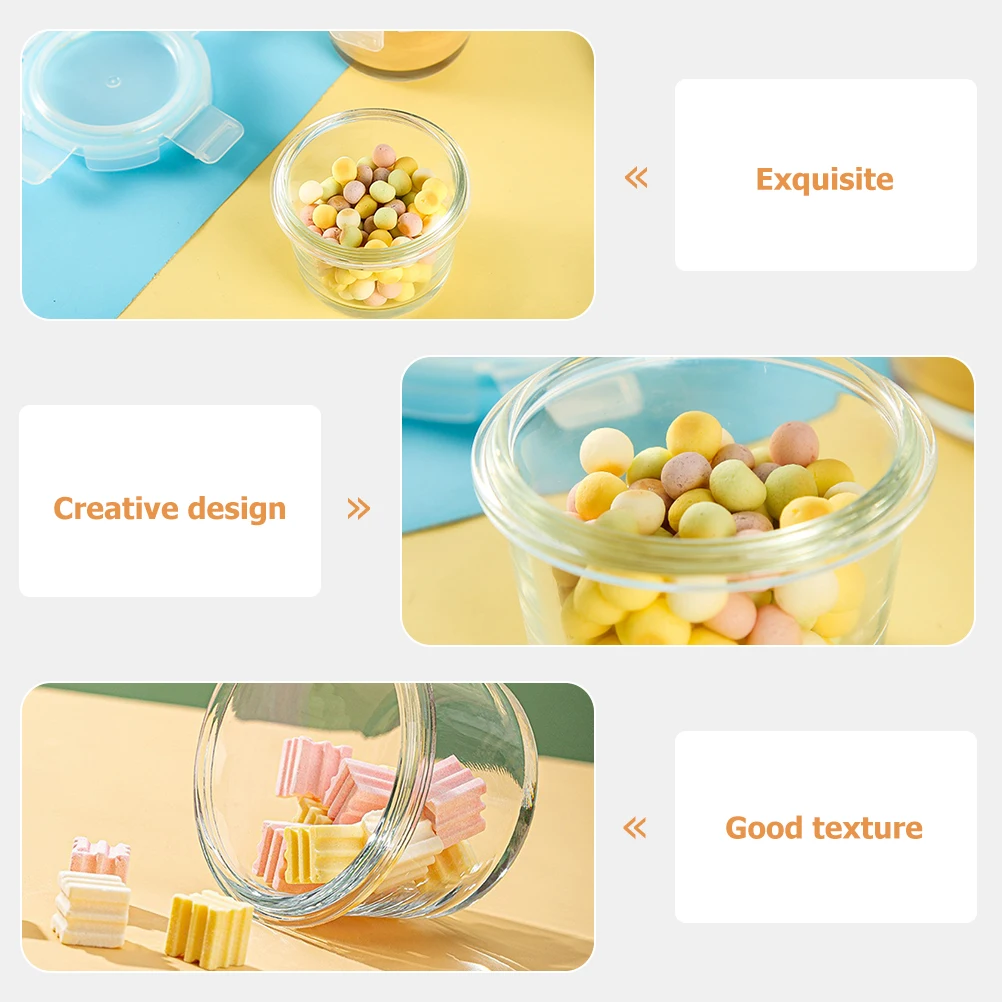 

3Pcs Covered Glass Bowl Baby Food Container Lidded Food Containers Microwave Oven Safe Round Design Refrigerator Preservation