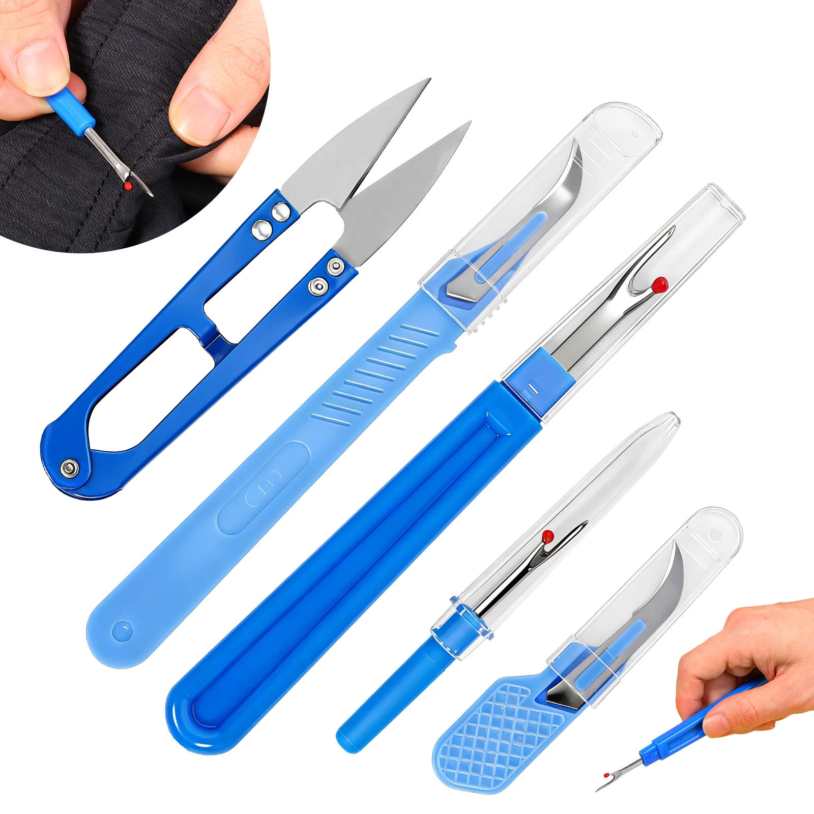 Nahtfadenentferner-Set, Mehrzweck-Stichschneider-Werkzeug mit rutschfestem Griff für Quilten, Leder, Kreuzstich, Nähzubehör