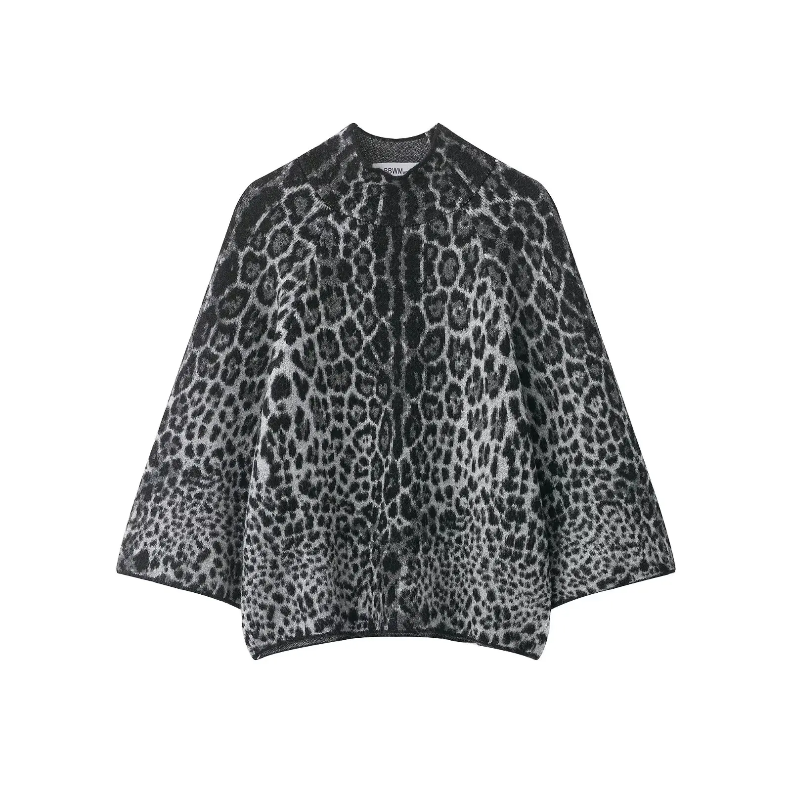 Zevity, nuevo suéter tejido con patrón de leopardo y cuello levantado Vintage para mujer, jerséis informales elegantes para mujer, abrigo, Tops SW9474