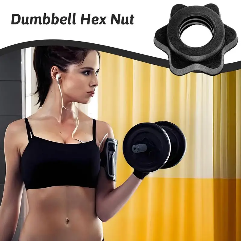 25mm Dumbbell Nut 4pcs Barbell Lock Dumbbell Screw Clamps PVC Hex Nut Dumbbell Collars for Weight Lifting Fitness Training