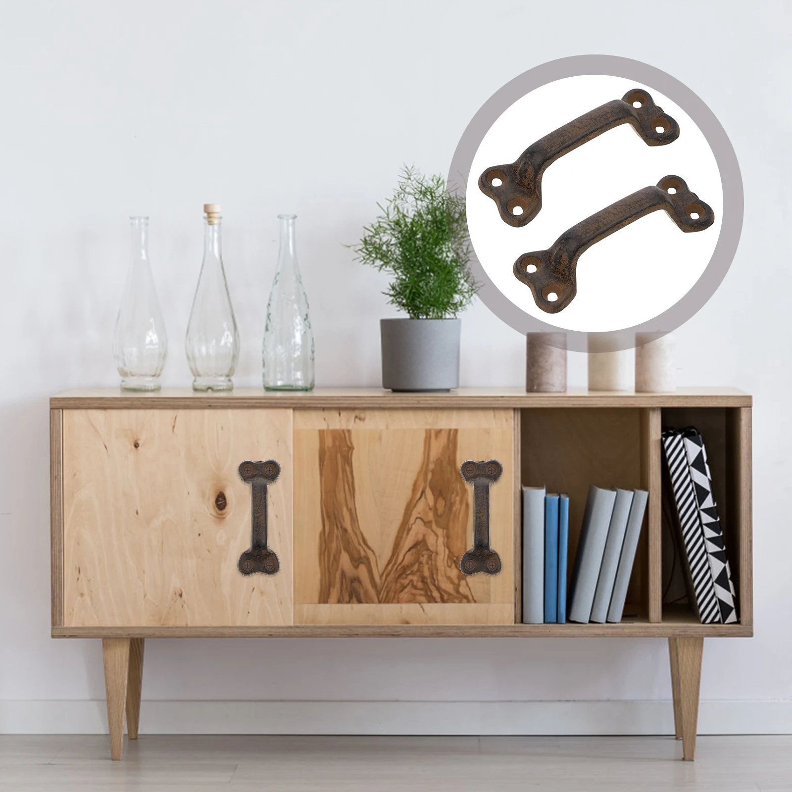 

2Pcs Cast Iron Pull Handles Vintage Style Door Knobs for Cabinets Wardrobes Drawers Barn Door Decorative Hardware