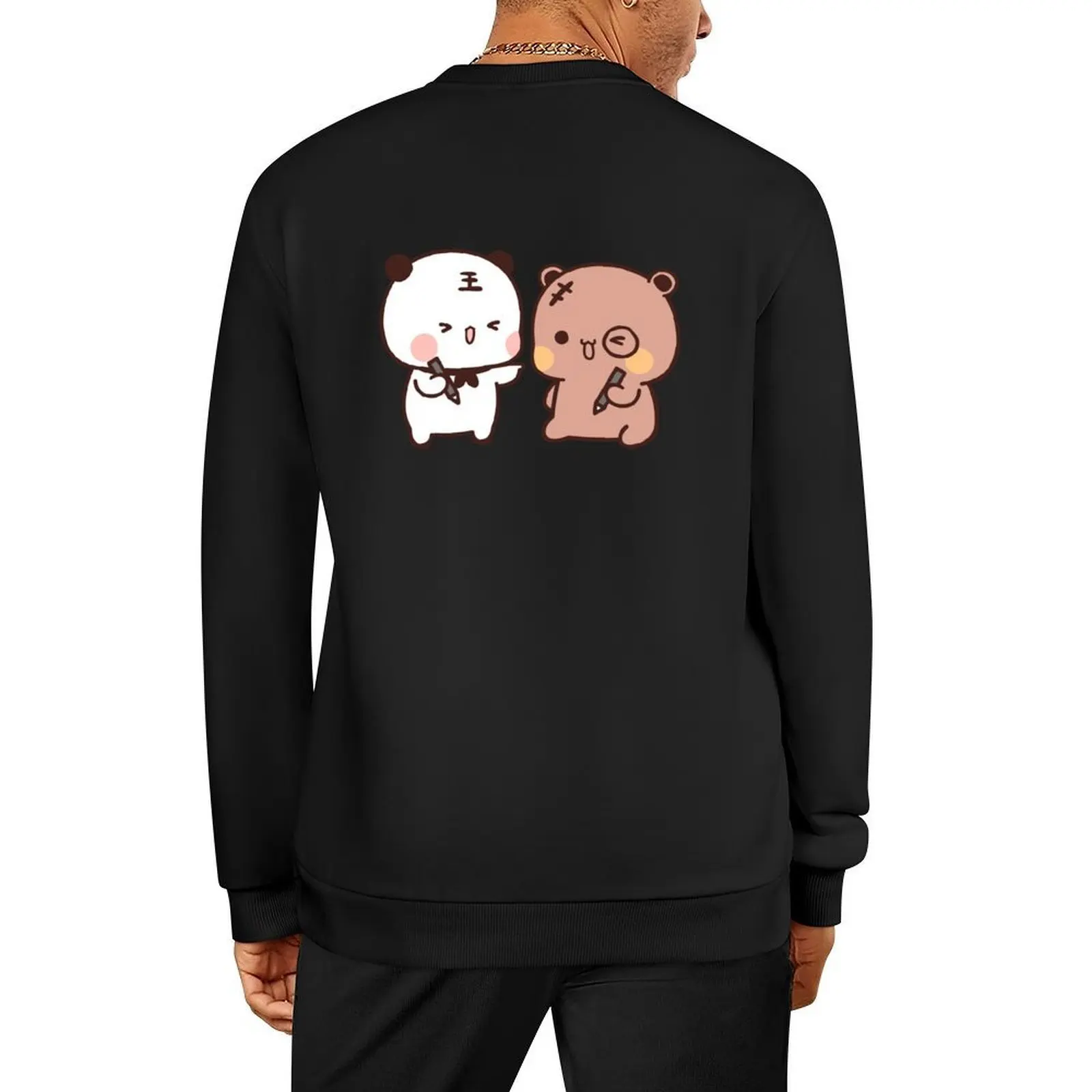 

DuDu Bear and BuBu Panda playing coloring themselves Pullover men's sweat-shirt anime clothes mens clothes men sweatshirt